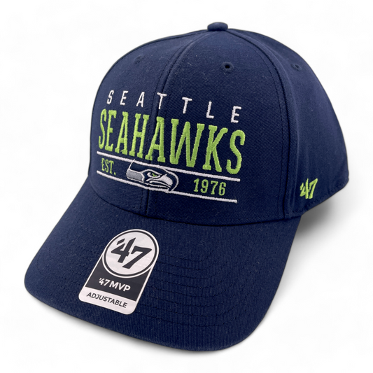 '47 Brand Seattle Seahawks NFL Navy Blue Center Line MVP Adjustable Hat Cap