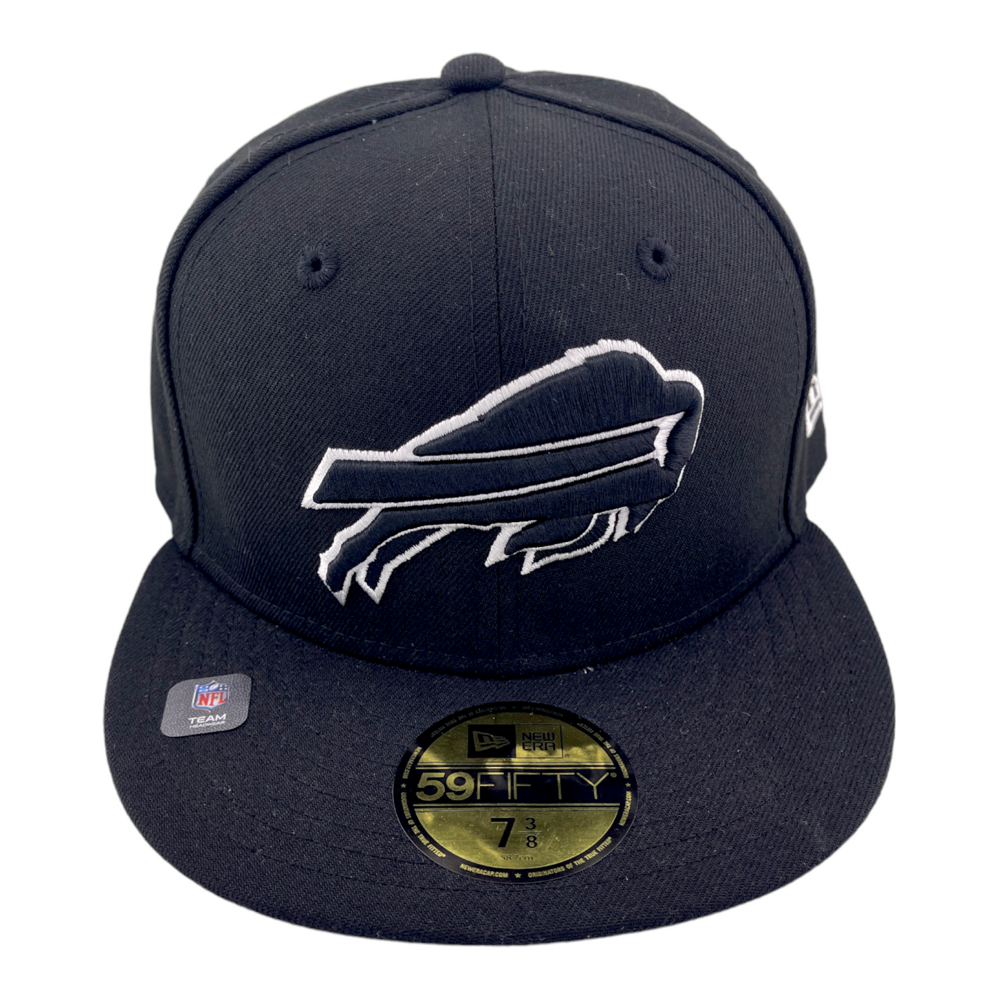 New Era Buffalo Bills Black and White Logo Grey UV 59Fifty Fitted Hat Cap