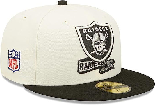 New Era Las Vegas Raiders 2022 Sideline NFL Cream 59FIFTY Fitted Hat Cap