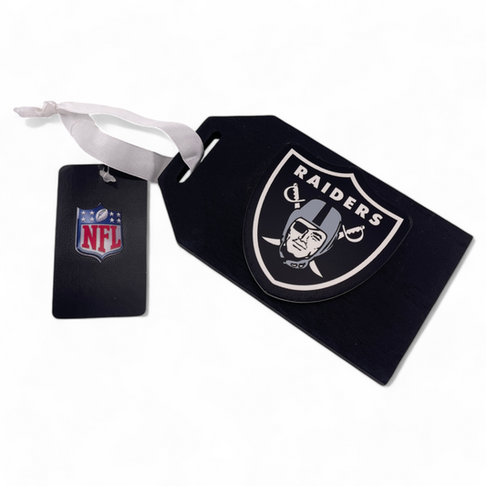 Las Vegas Raiders NFL Logo Wooden Gift Tag Style Hanging Christmas Ornament