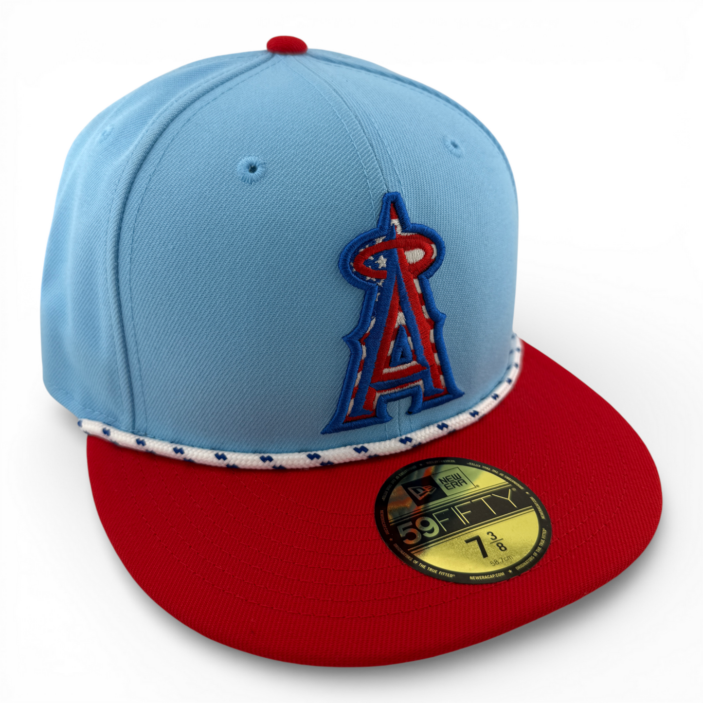 New Era Los Angeles Angels MLB 2025 4th of July USA Flag Rope 59Fifty Fitted Hat