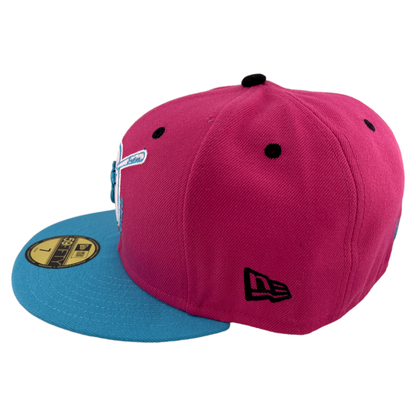 New Era San Diego Padres MLB Swinging Friar Hot Pink/Teal 59Fifty Fitted Hat Cap