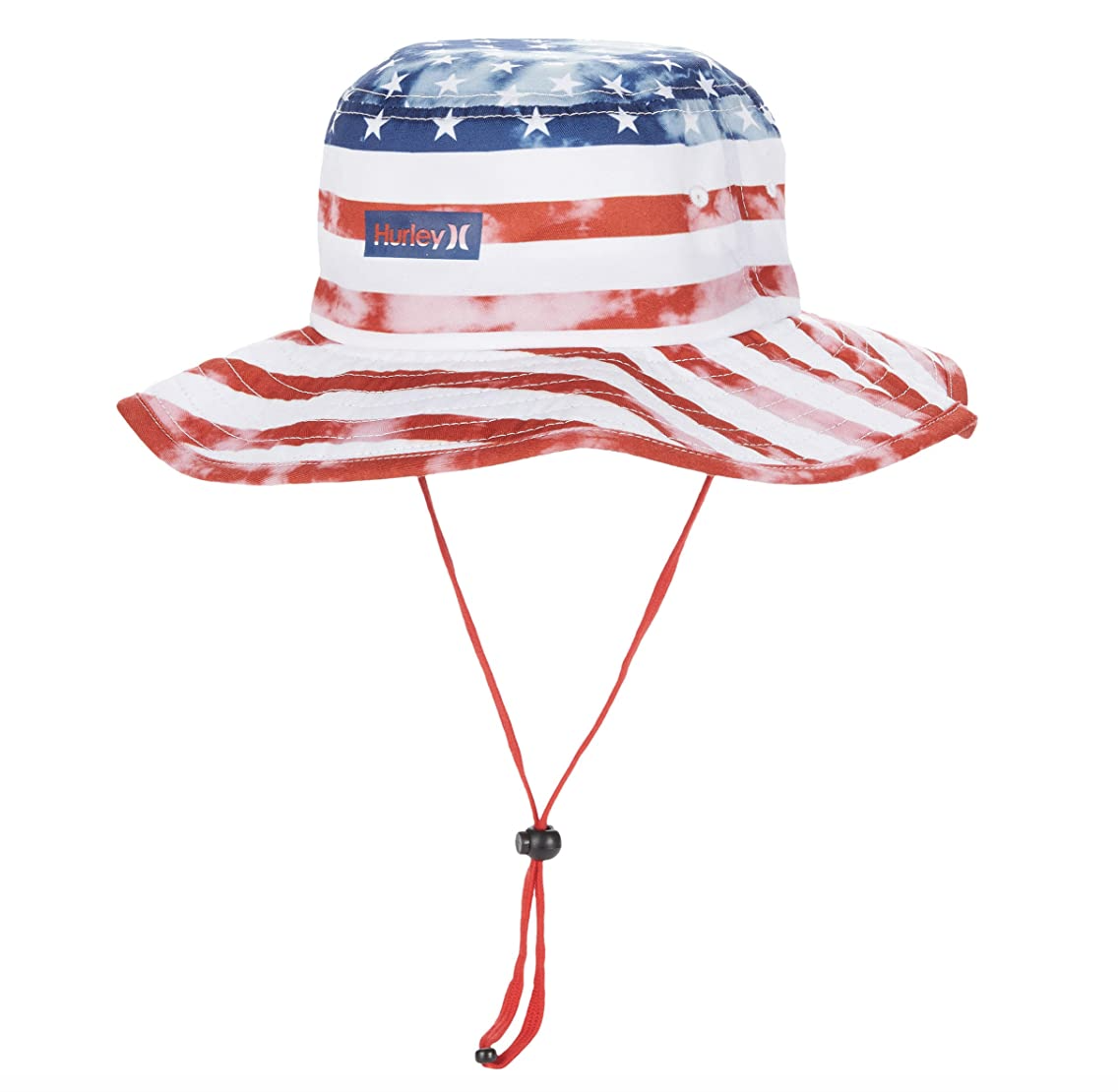 Hurley American Flag Printed Americana  Vagabond Boonie Bucket Hat w/ Drawstring