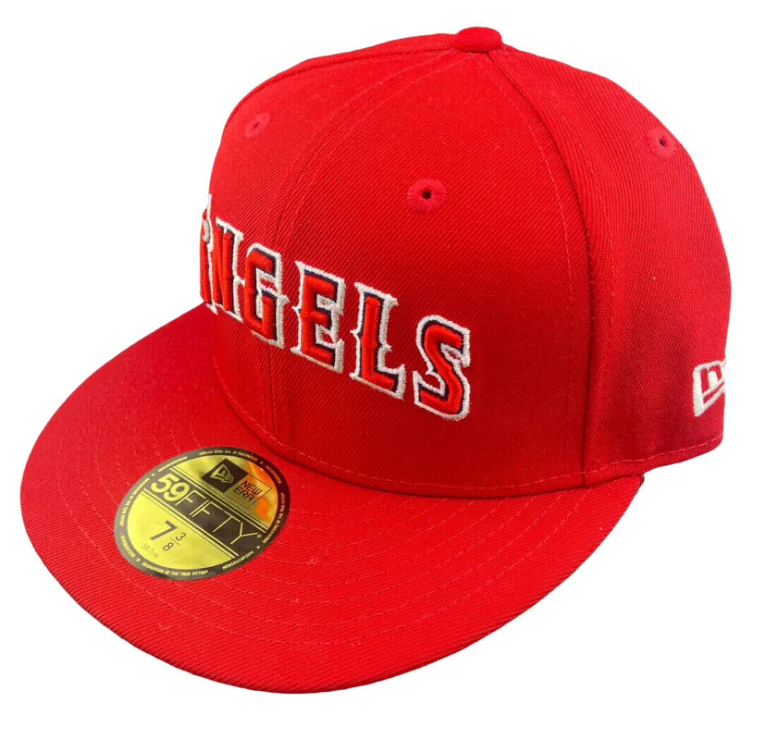 New Era Los Angeles Angels MLB Wordmark Red Script Logo 59FIFTY Fitted Hat Cap