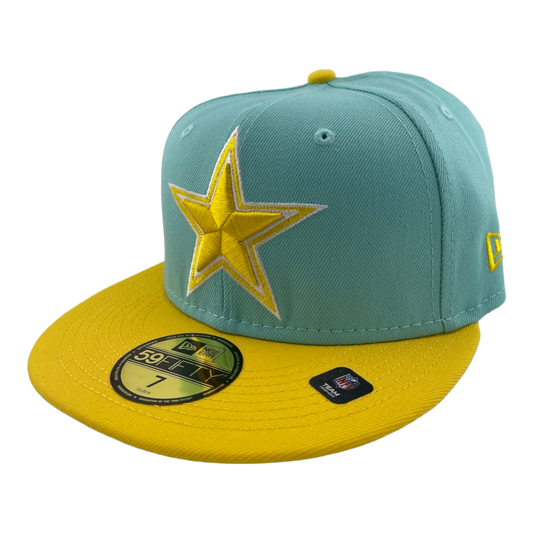 New Era Dallas Cowboys Color Pack Turquoise/Yellow UV & Logo 59FIFTY Fitted Hat Cap