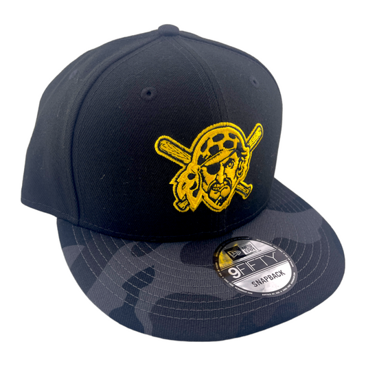 New Era Pittsburgh Pirates Logo Camo Visor Black/Grey UV 9FIFTY Snapback Hat Cap