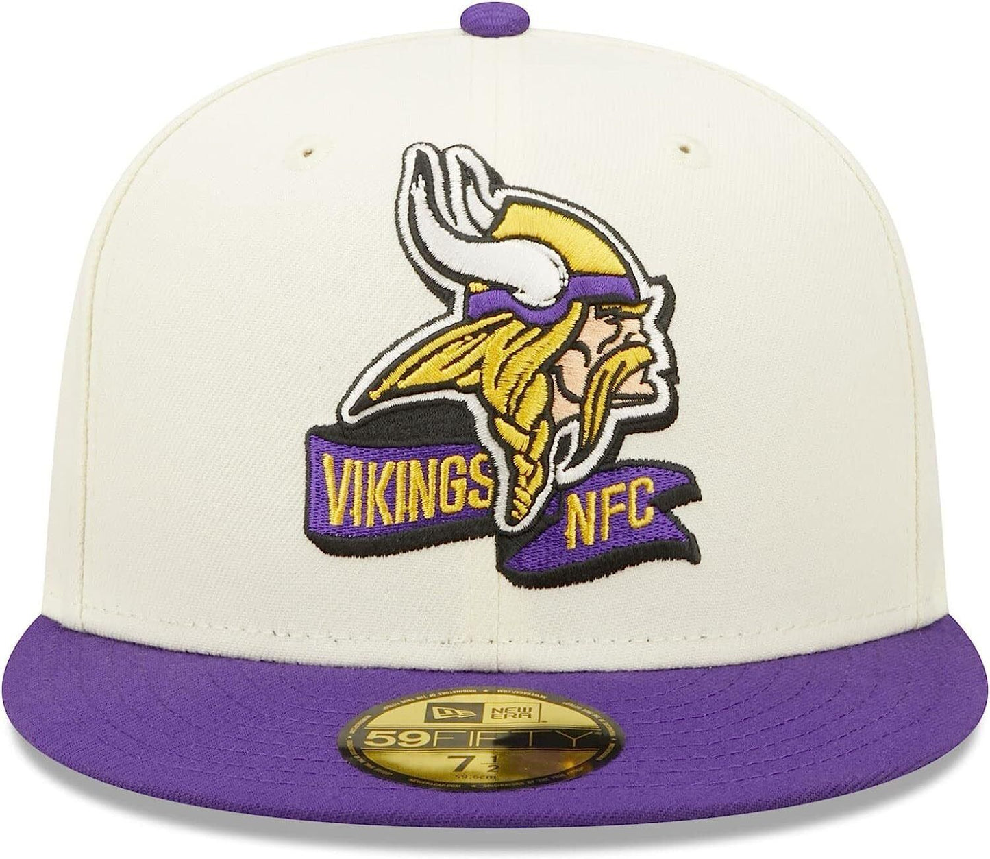 New Era Minnesota Vikings 2022 Sideline NFL Cream 59FIFTY Fitted Hat Cap