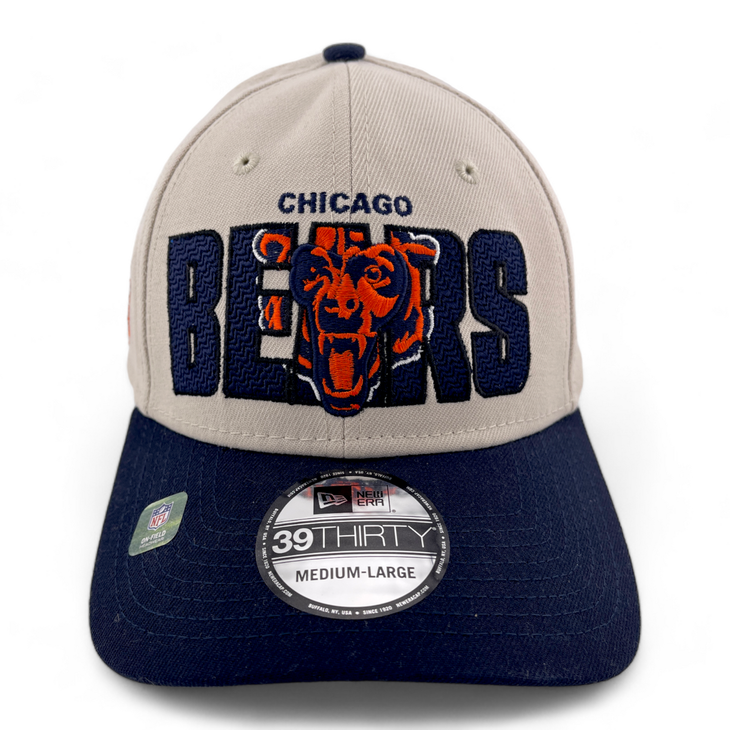 New Era Chicago Bears NFL 2023 Draft Cream/Black 39Thirty Hat Cap