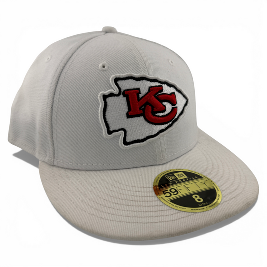 New Era Kansas City Chiefs NFL White Logo 59Fifty Low Profile Fitted Hat Cap