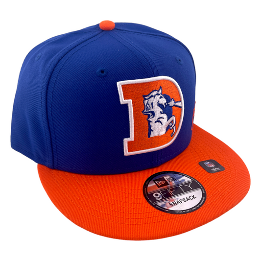 New Era Denver Broncos Throwback Logo Blue/Orange Green NFL 9FIFTY Snapback Hat Cap