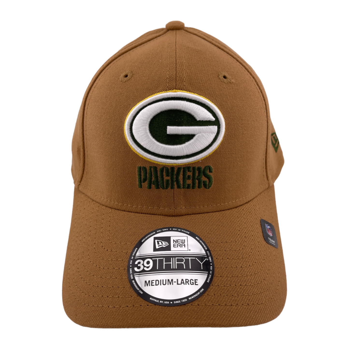 New Era Green Bay Packers NFL Bronze Tan Brown 39Thirty Flex Fit Hat Cap