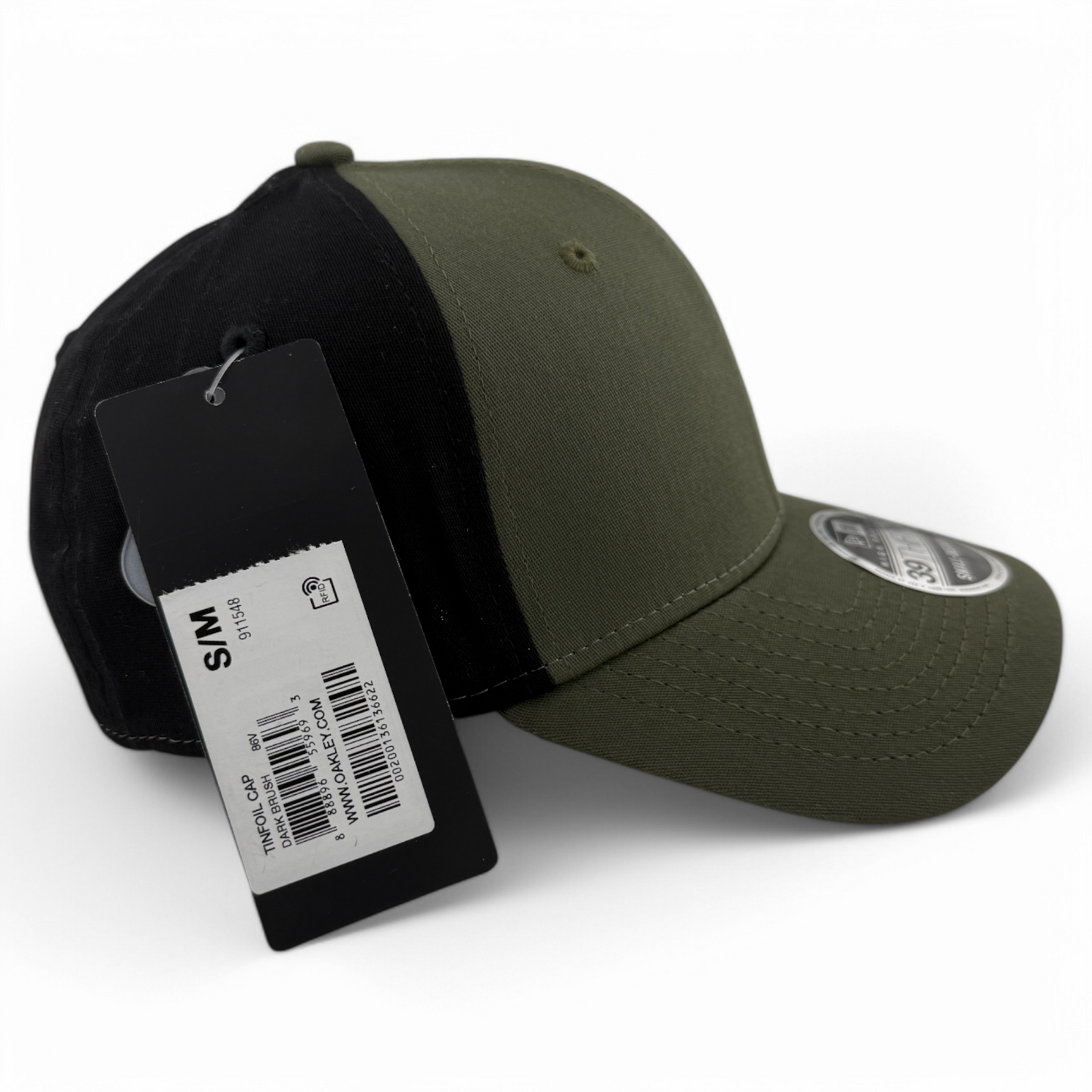 New Era Oakley Tin Foil Dark Brush Olive High Profile 39Thirty Flex Fit Hat Cap