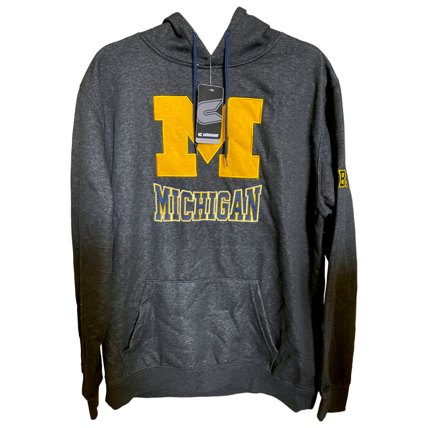 Colosseum Michigan Wolverines Pullover Hoodie Dark Grey Yellow Logo Men's