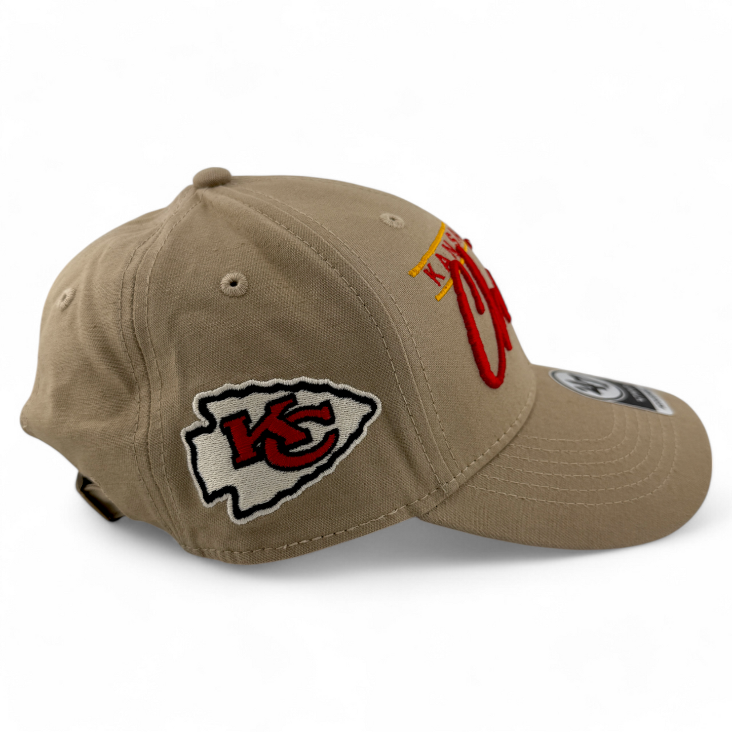 '47 Brand Kansas City Chiefs NFL Atwood Khaki Logo Patch MVP Adjustable Hat Cap