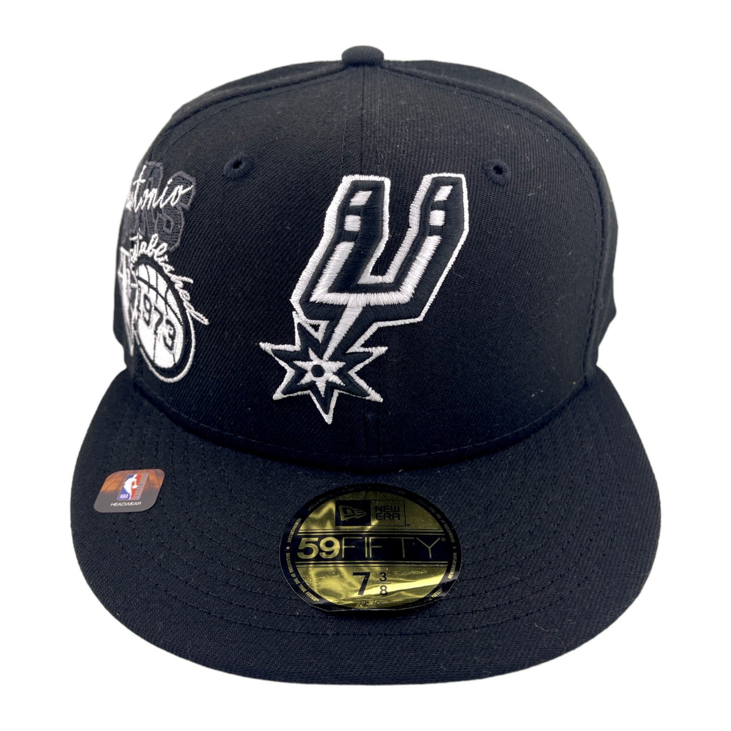 New Era San Antonio Spurs Back Half 75th Patch Black & White 59Fifty Fitted Hat Cap