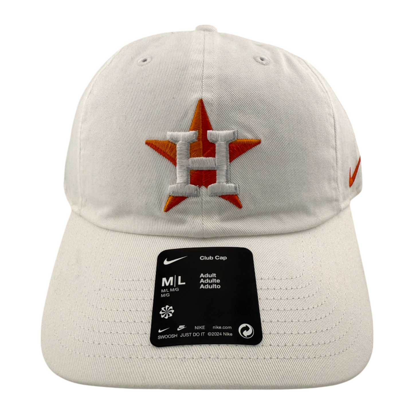 Nike Houston Astros MLB White Club Cap Unstructured Adjustable Dad Hat Adult M/L