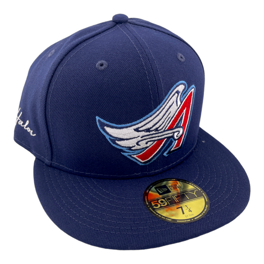 New Era Los Angeles Angels Halos Side Stitch Logo Sweatband Blue 59FIFTY Hat Cap