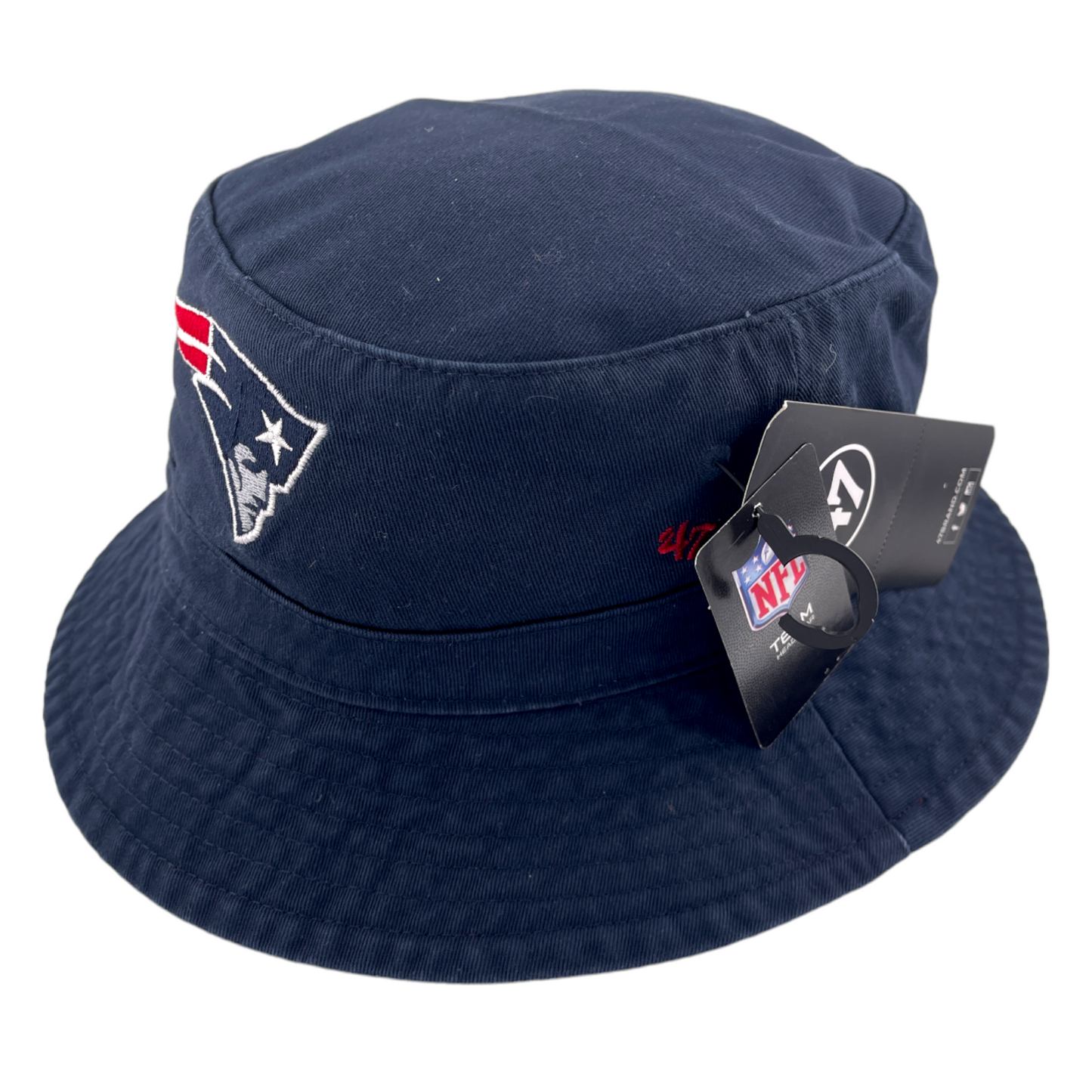 47' Brand New England Patriots Logo NFL Navy Blue/Red Boonie Ballpark Bucket Hat