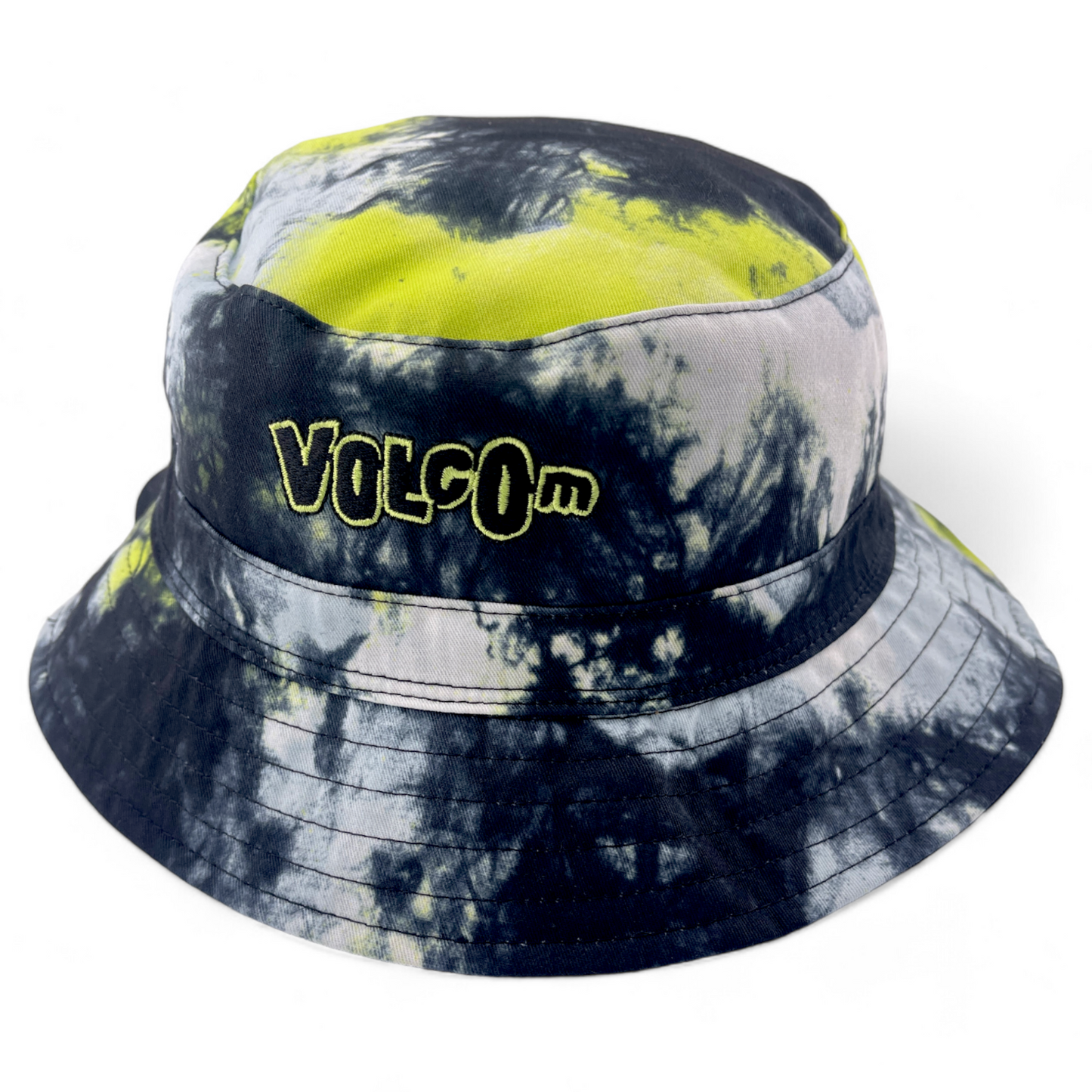 Volcom "Rev" Black/Limeade Lime Green/Yellow Reversible Boonie Bucket Hat