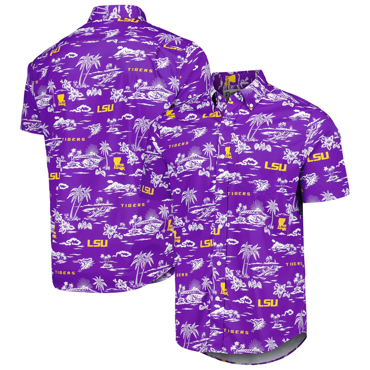 Reyn Spooner Louisiana State University Tigers LSU Button-Down Short Sleeve M