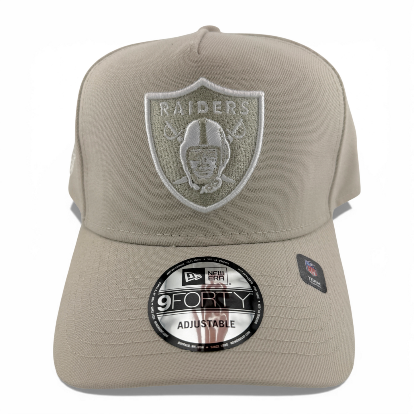 New Era Las Vegas Raiders NFL Stone White A-Frame 9Forty Snapback Adjustable Hat