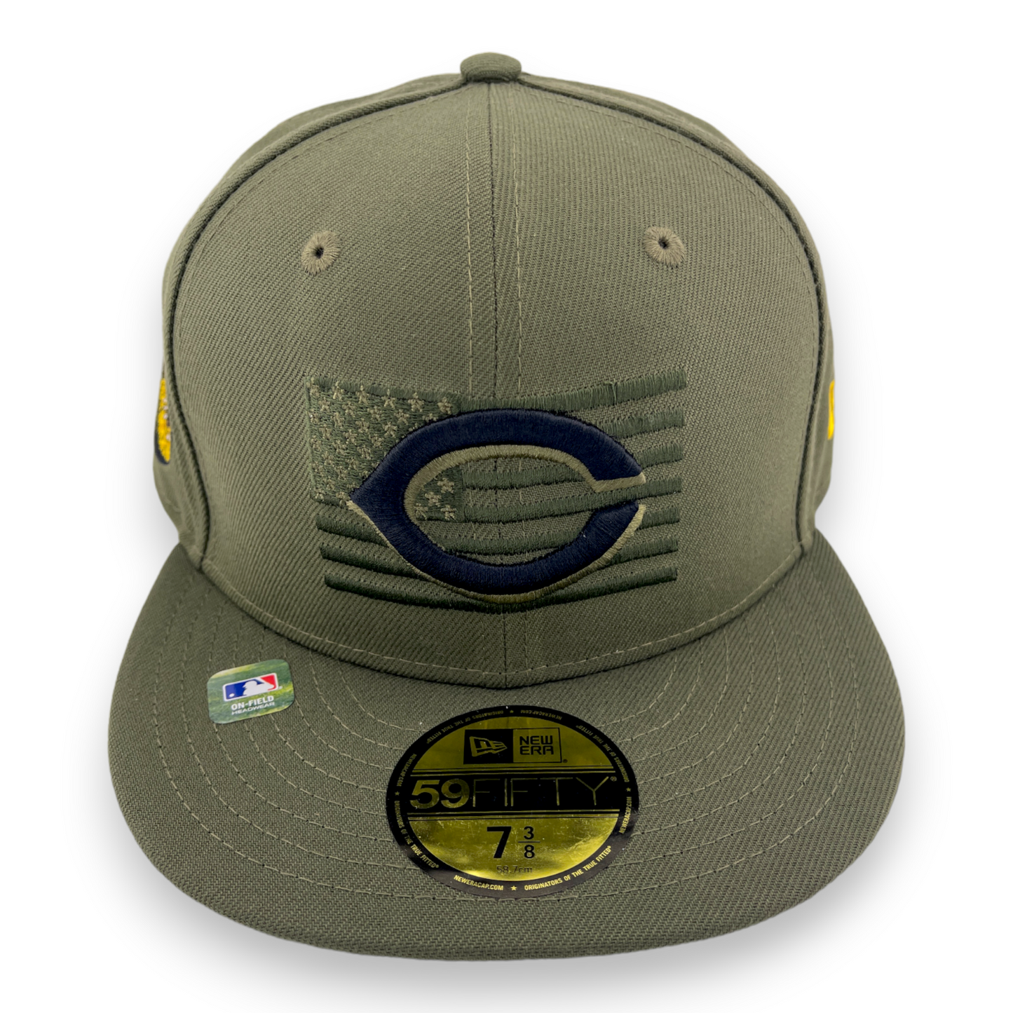 New Era Cincinnati Reds Salute to Service 2023 Military Olive/Grey 59FIFTY Hat Cap