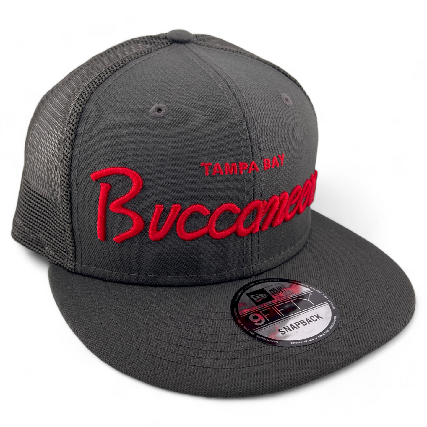 New Era Tampa Bay Buccaneers NFL Script Logo 9FIFTY Mesh Back Snapback Hat