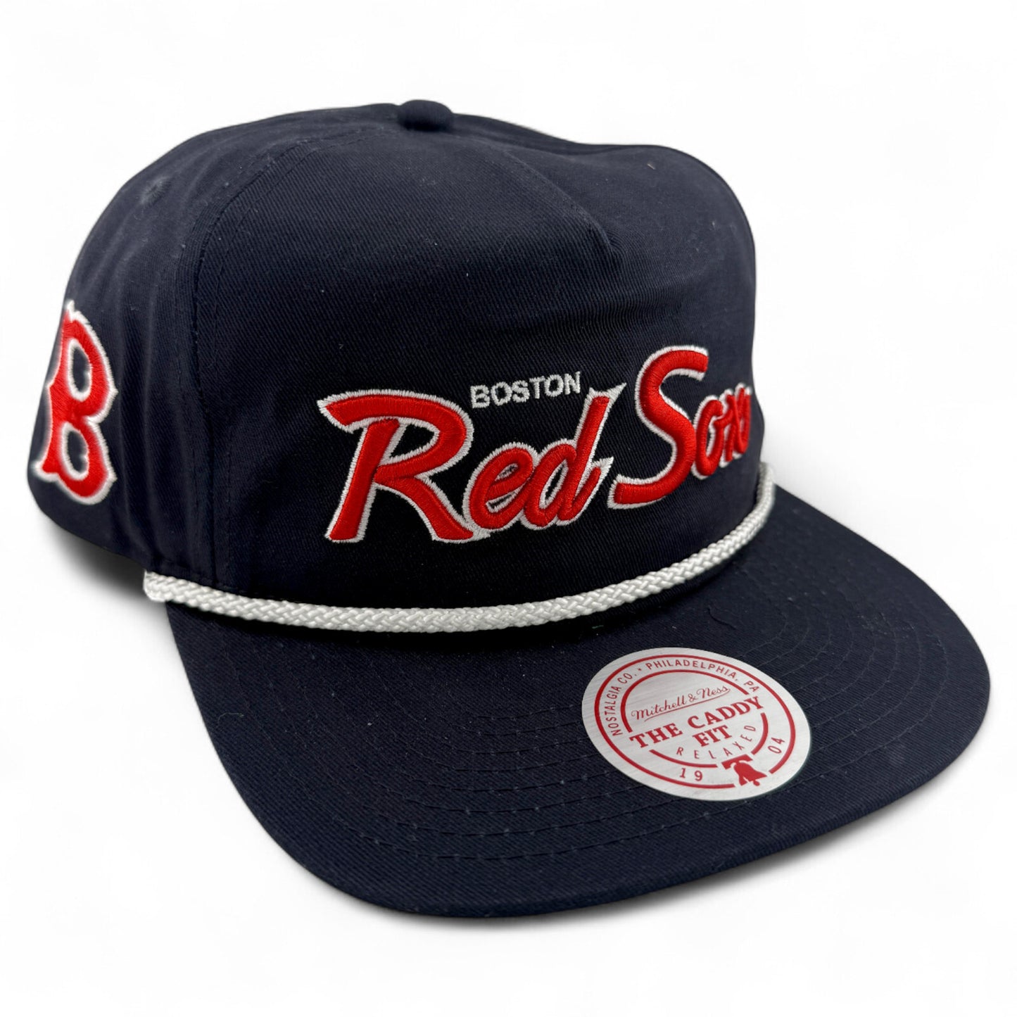 Mitchell & Ness Chicago White Sox Script A-Frame Rope Golfer Caddy Fit Snapback