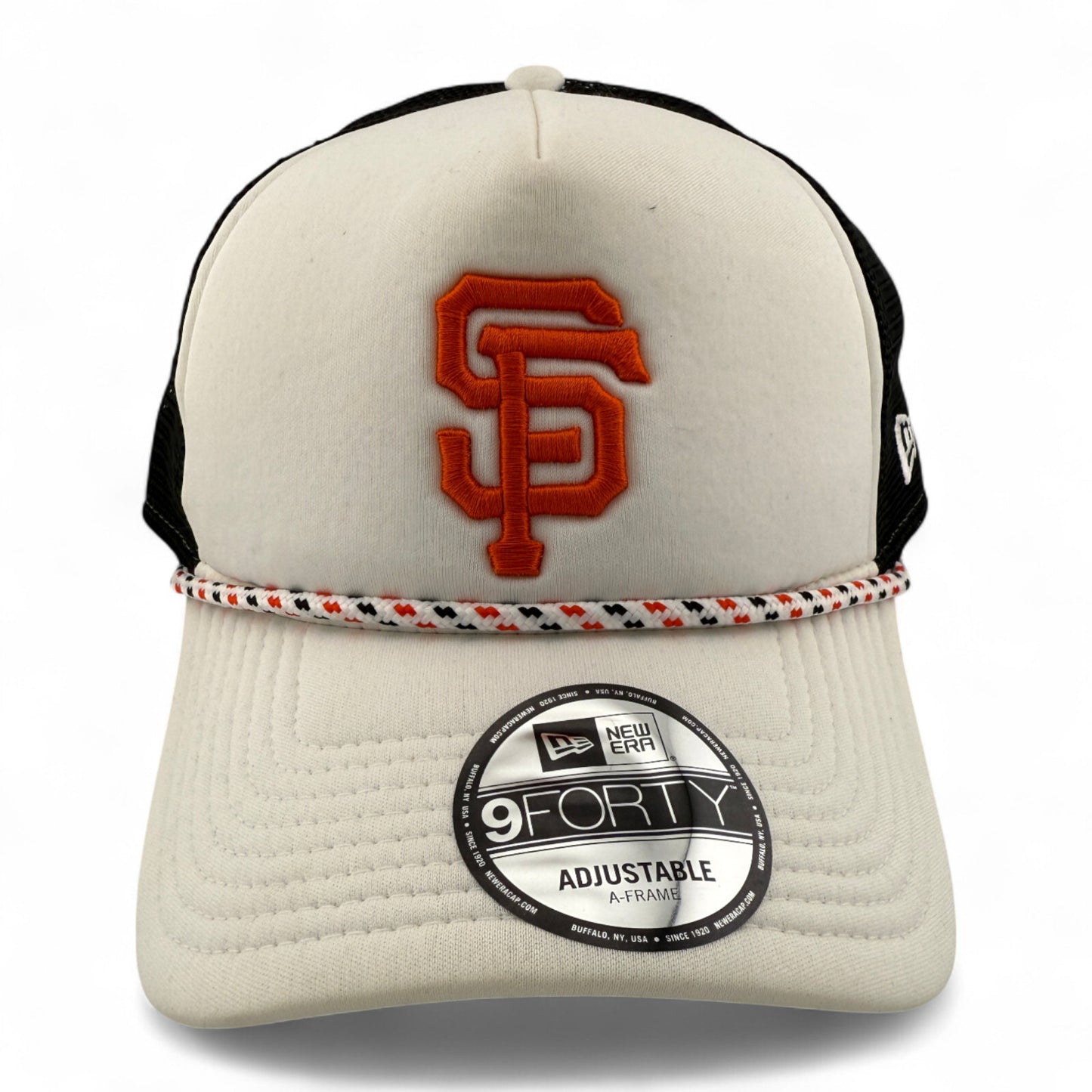 New Era San Francisco Giants Rope A-Frame Trucker 9FORTY Adjustable Snapback Hat