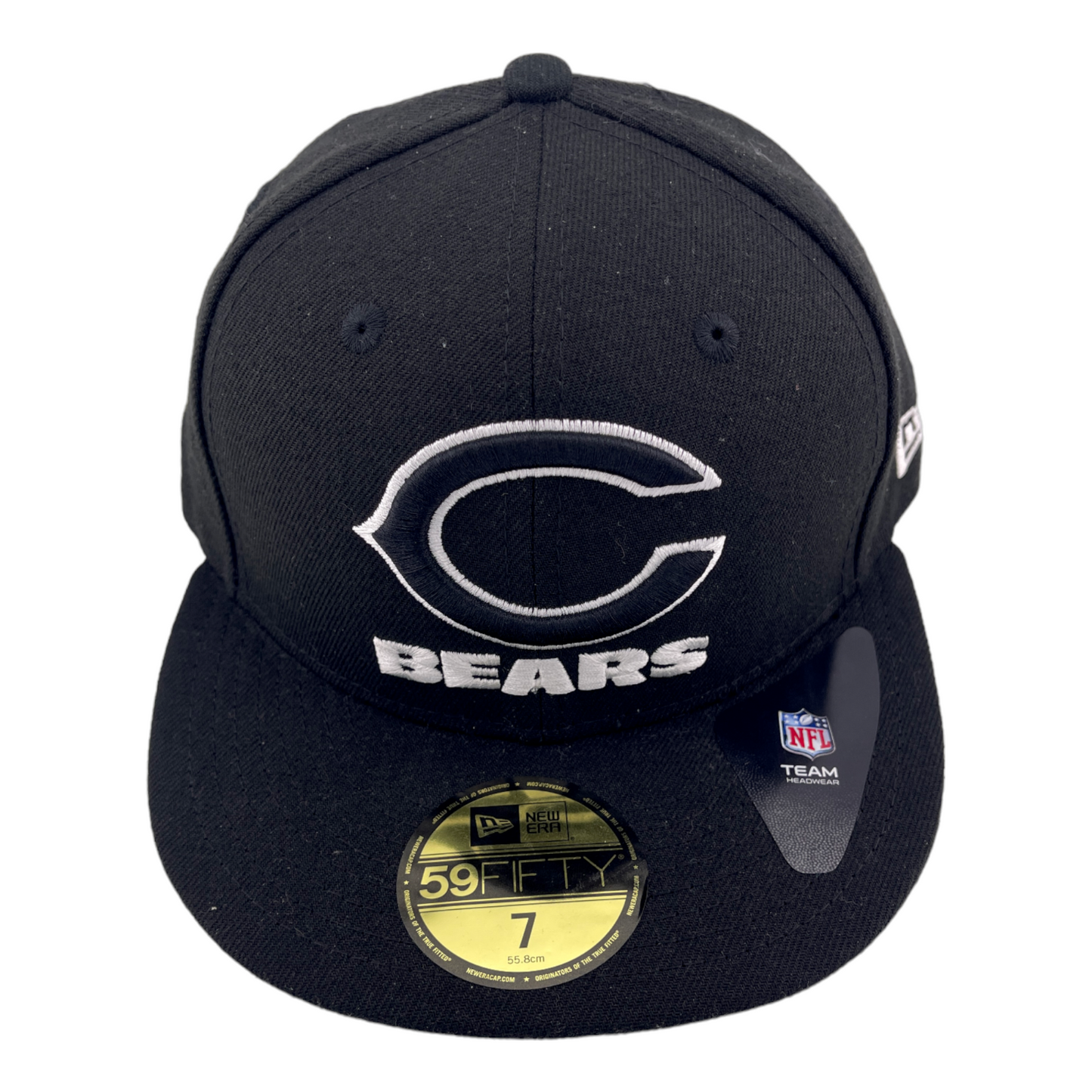 New Era Chicago Bears Black and White Logo Grey UV 59Fifty Fitted Hat Cap