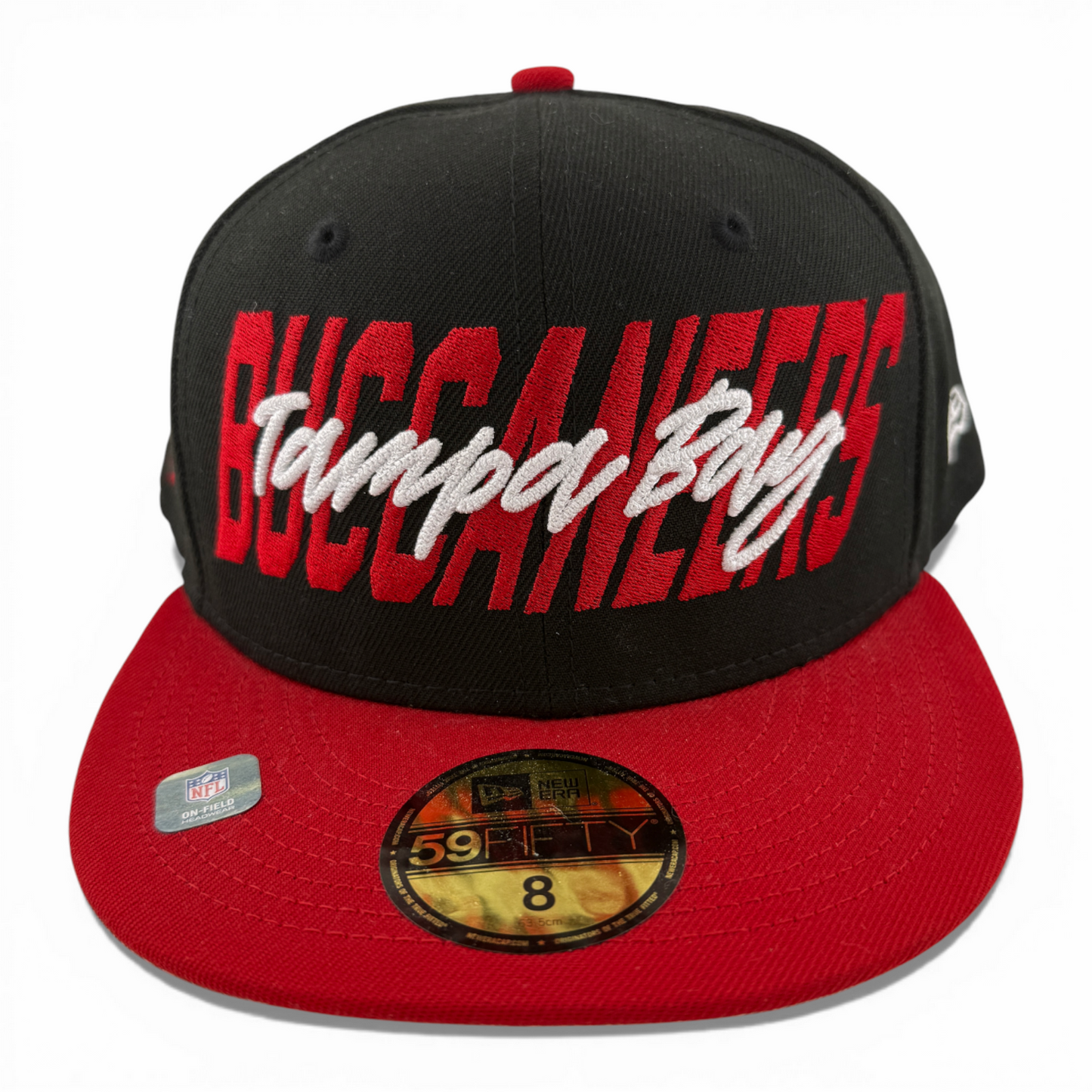 New Era Tampa Bay Buccaneers NFL 2022 Draft Scrip Logo 59Fifty Fitted Hat Cap