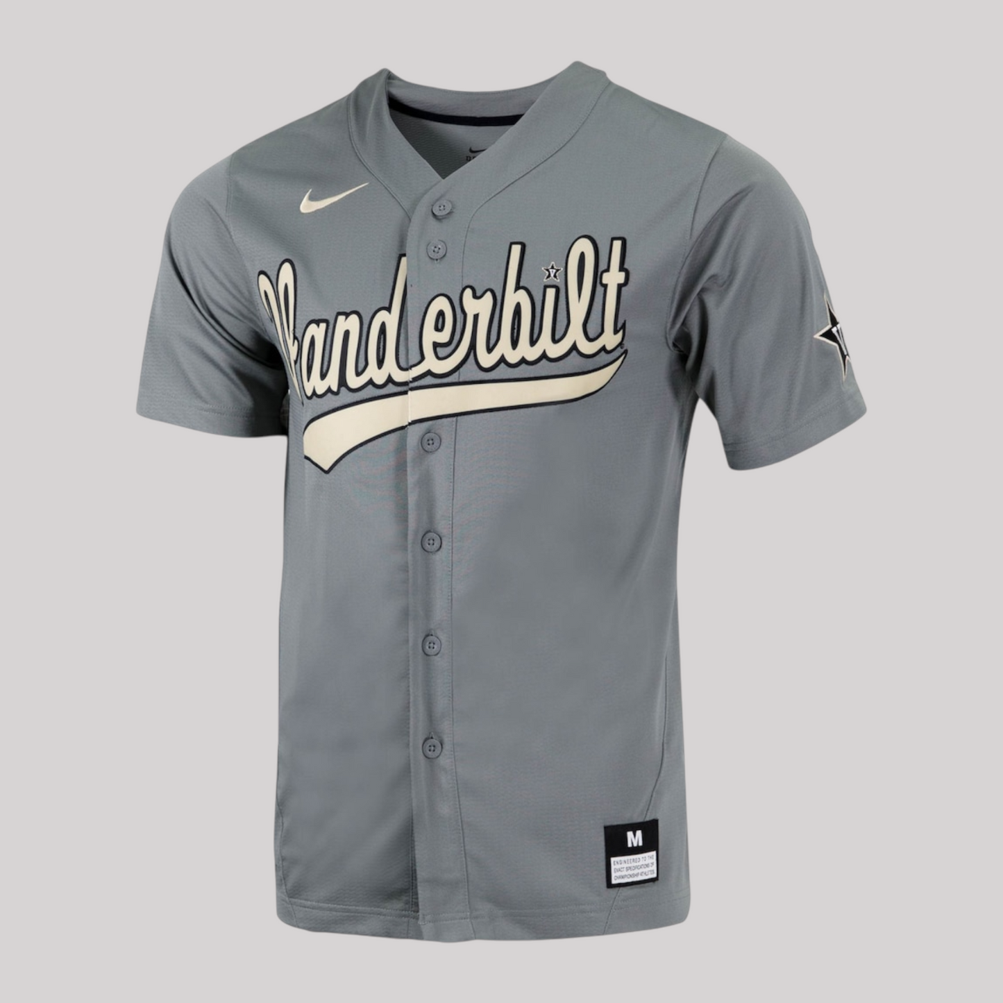 Nike Vanderbilt Commodores NCAA Baseball Jersey Full-Button Replica Charcoal L