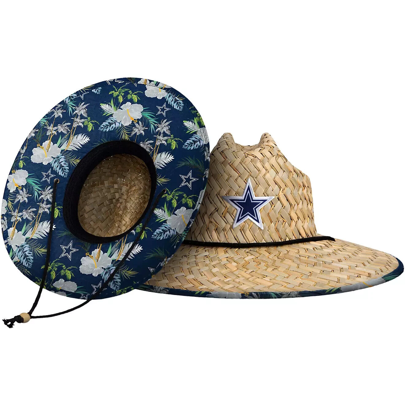 FOCO Dallas Cowboys NFL Straw Hat Fisherman Sombrero Floral Under Brim w/ Drawstring