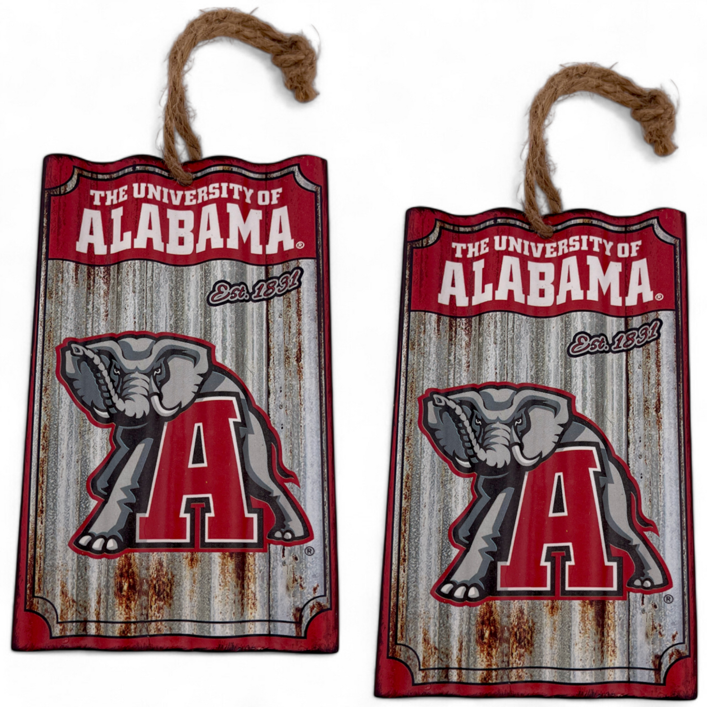 2-PACK University of Alabama Crimson Tide Metal Hanging Sign Christmas Ornament