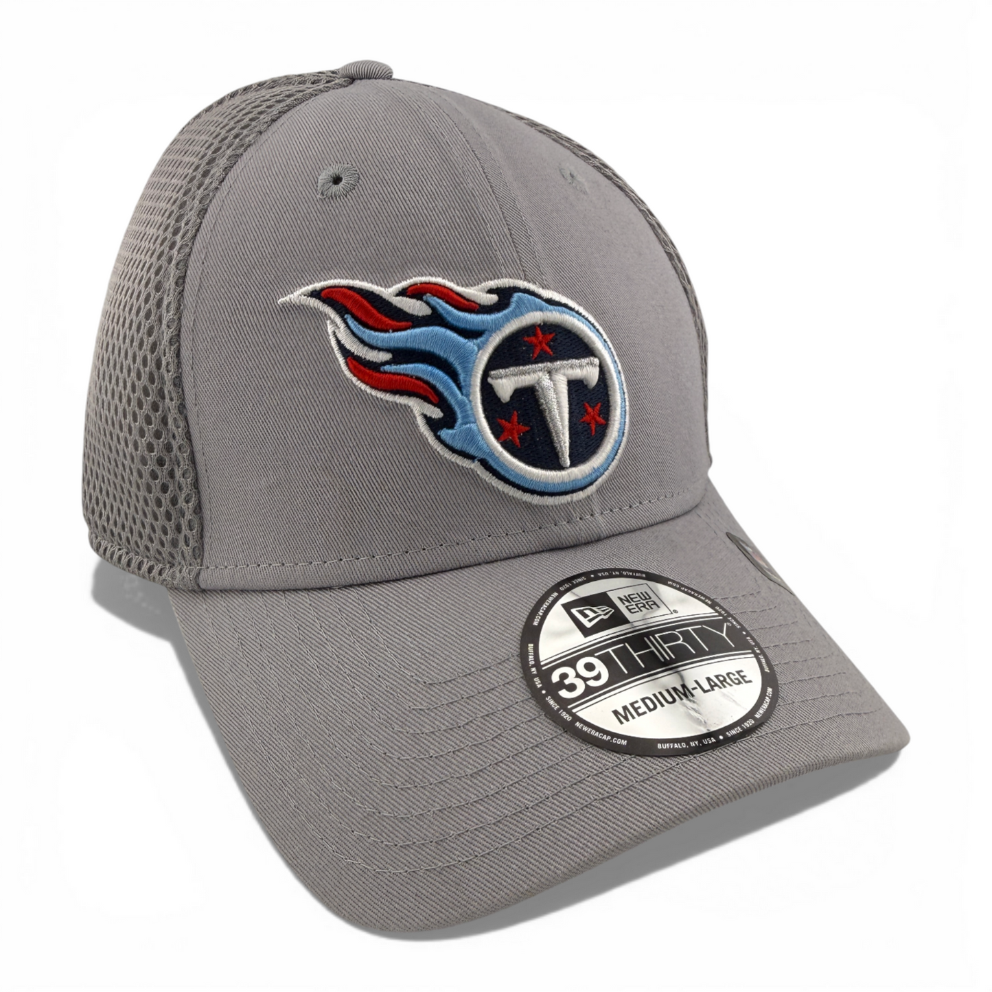 New Era Tennessee Titans NFL Grey Team Neo Mesh 39Thirty Flex Fit Hat Cap