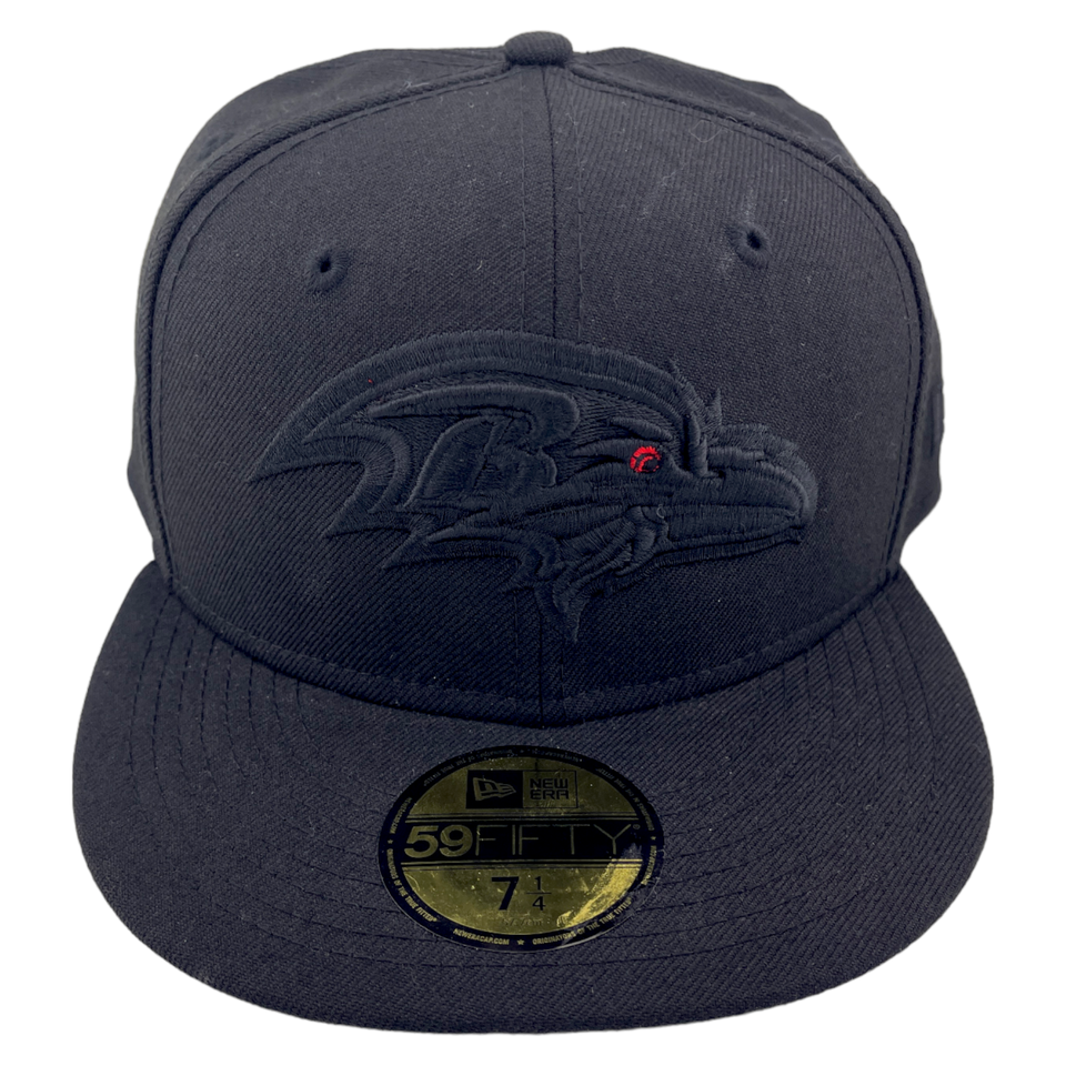 New Era Baltimore Ravens Blacked Out Logo All Black/Grey UV 59Fifty Fitted Hat