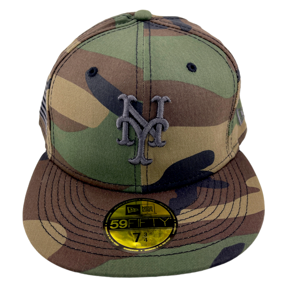 New Era New York Mets MLB Camouflage Metallic Camo Flag 59Fifty Fitted Hat Cap