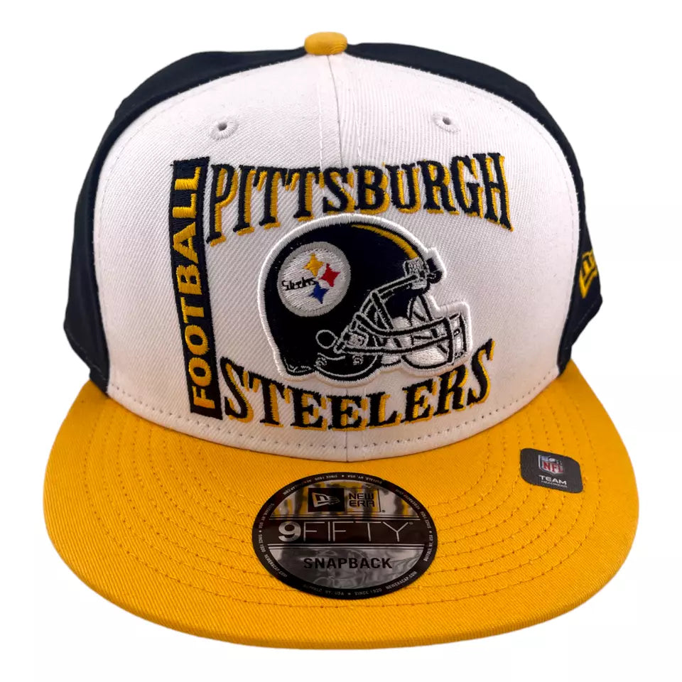 New Era Pittsburgh Steelers Retro NFL Black/White/Yellow 9FIFTY Snapback Hat Cap