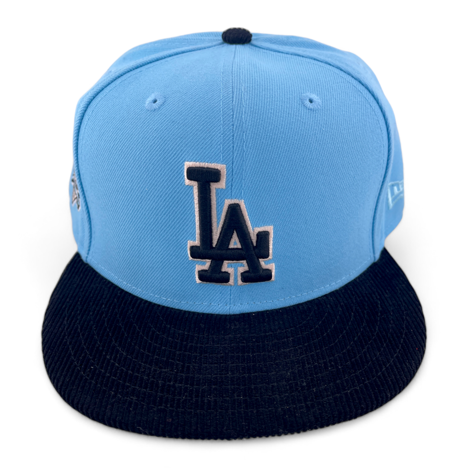 New Era Los Angeles Dodgers 50th Patch Black Corduroy Visor 59FIFTY Fitted Hat Cap