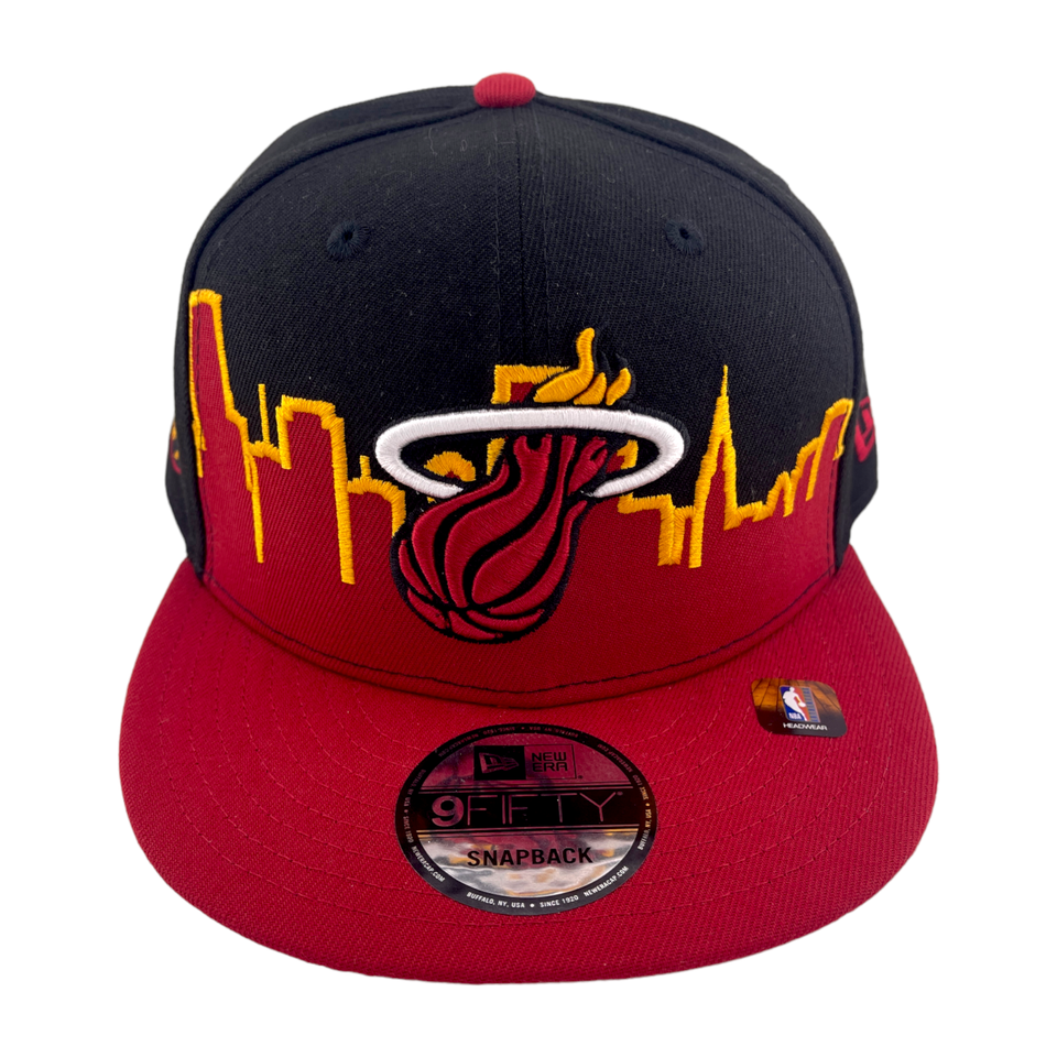 New Era Miami Heat Tip Off 2022 Cityscape Black/Red NBA 9FIFTY Snapback Hat Cap