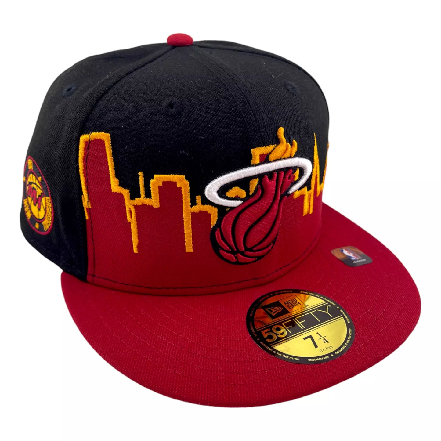 New Era Miami Heat Tip Off 2022 Cityscape Black/Red/Grey UV 59Fifty Fitted Hat Cap