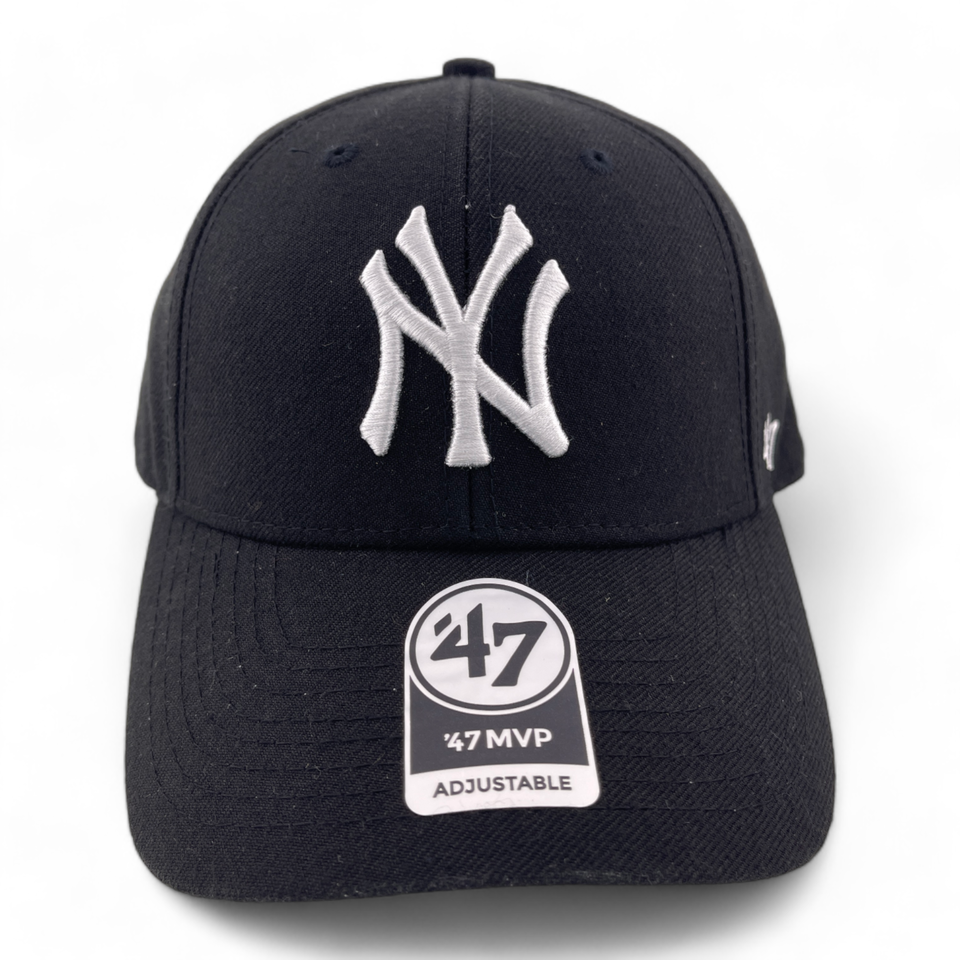 '47 Brand New York Yankees MLB Black Gray UV White Logo MVP Adjustable Hat Cap