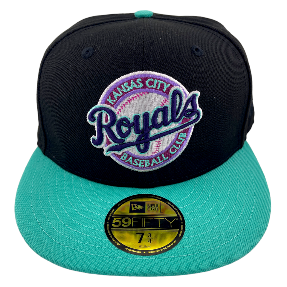 New Era Kansas City Royals 40th Anniversary Patch Retro Teal/Purple 59FIFTY Hat Cap