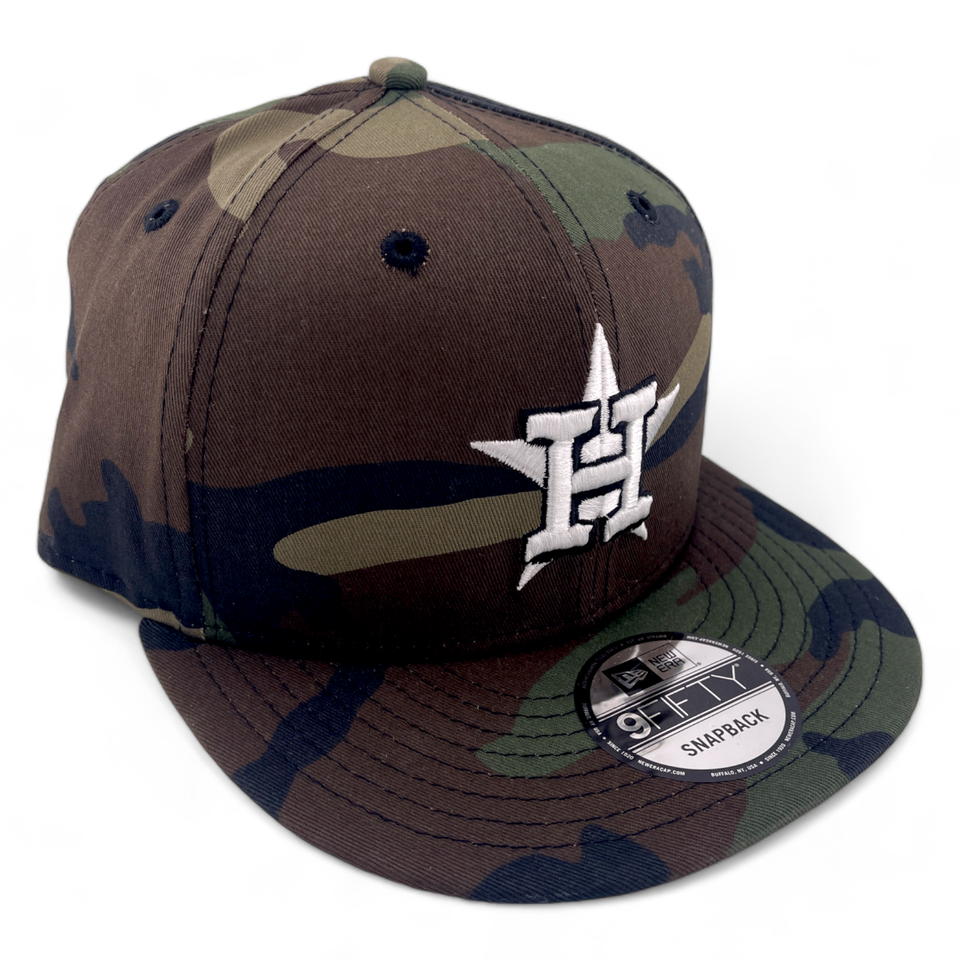 New Era Houston Astros Basic Camouflage Camo 9FIFTY Snapback Adjustable Hat Cap