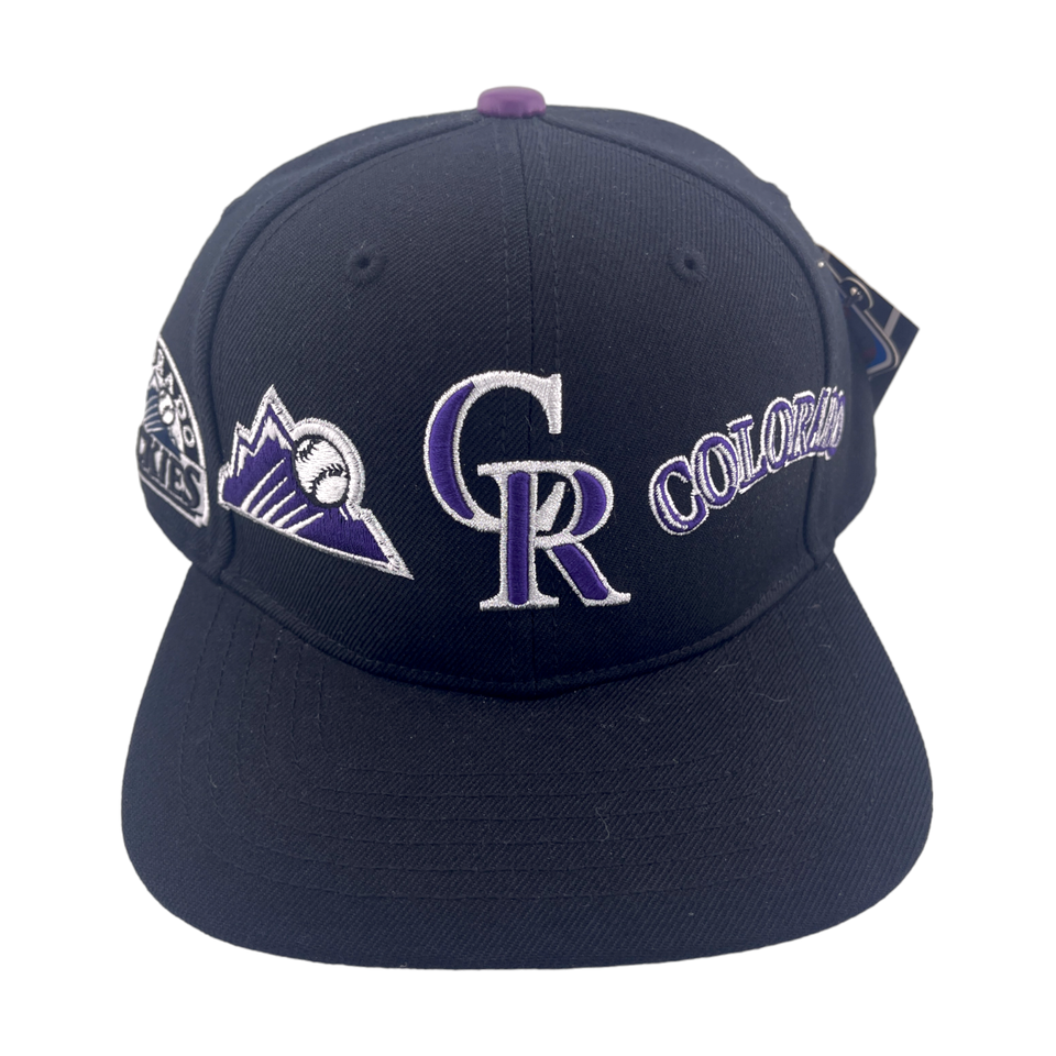 Pro Standard Colorado Rockies Double Front Logo Side Patch Black Snapback Hat Cap