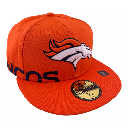 New Era Denver Broncos Side Stitch Name Logo Orange/Green UV 59FIFTY Fitted Hat Cap