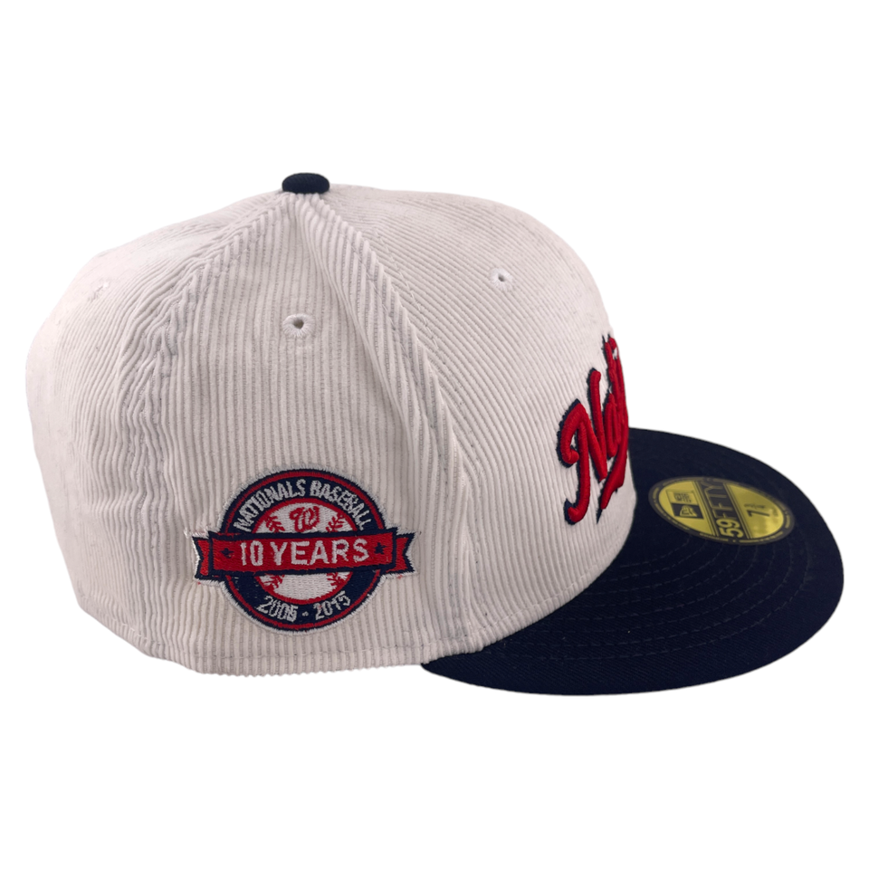 New Era Washington Nationals 10th Anniversary Script Cream Cord 59FIFTY Hat Cap