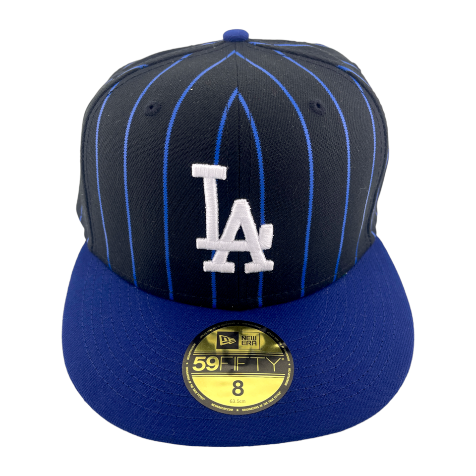 New Era Los Angeles Dodgers Birdcage Blue Pinstripe/Green UV 59FIFTY Fitted Hat Cap