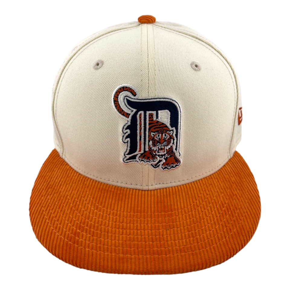 New Era Detroit Tigers 2000 Side Patch Corduroy Visor Cream/Orange 59FIFTY Hat Cap