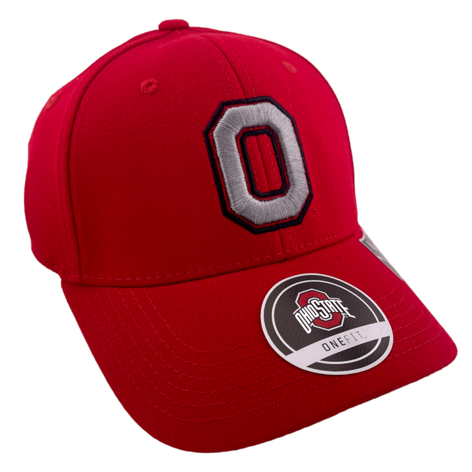 Ohio State University Buckeyes Red/Grey "O" Logo Memory Fit One Fit Flex Fit Hat Cap